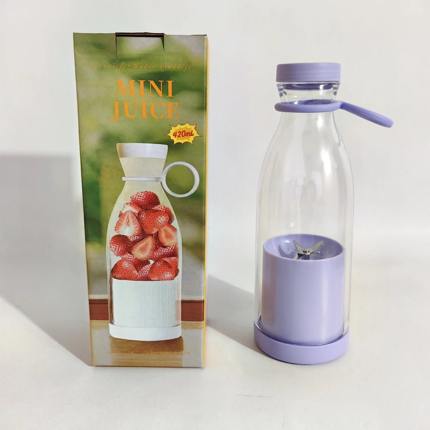 6 Blades 420Ml Portable Juicer Blender USB Charging Wine Bottle Shape Fruit Mixer Mini Electric Juicer Cup for Kitchen Daily Use