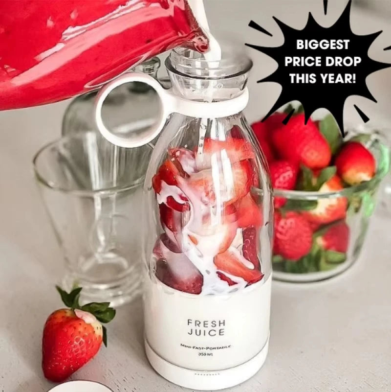 6 Blades 420Ml Portable Juicer Blender USB Charging Wine Bottle Shape Fruit Mixer Mini Electric Juicer Cup for Kitchen Daily Use