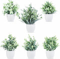 6Pcs Mini Fake Plants Office Decor for Women, Small Artificial Plants Home Spring Decor Living Room, Indoor Small Plant Potted Faux Greenery for Farmhouse Bathroom Decorations