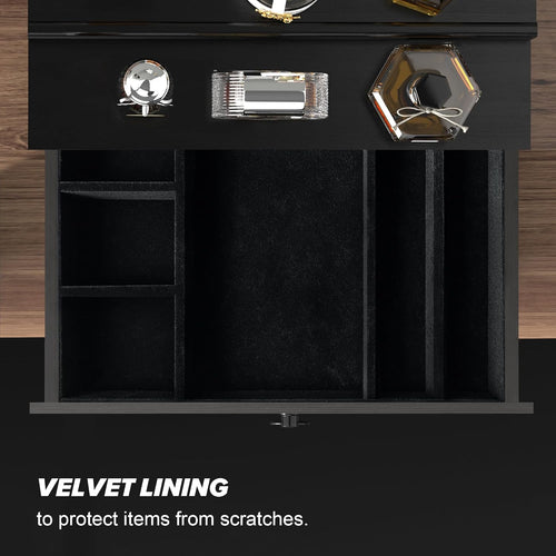 Cologne Organizer for Men, 3 Tier Wood Perfume Organizer with Felt Lining Drawer and Hidden Compartment, Black Perfume Display Holder, a Gift for Men