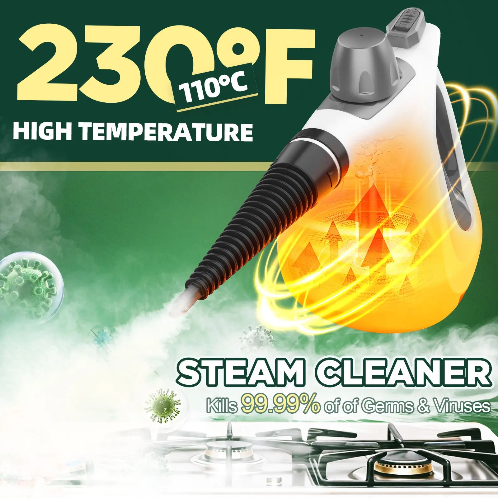 Phueut Pressurized Handheld Natural Steam Cleaner with 12 Replacement Parts - Handheld Steam Cleaning Tool for Home, Kitchen - Ideal Mother'S Day Gift Ideas for Mom, Mothers Day Gift Ideas, Home Accessories,Summerwins Summerwins