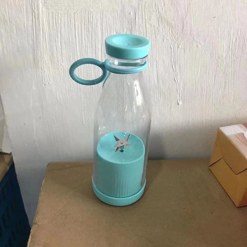 6 Blades 420Ml Portable Juicer Blender USB Charging Wine Bottle Shape Fruit Mixer Mini Electric Juicer Cup for Kitchen Daily Use