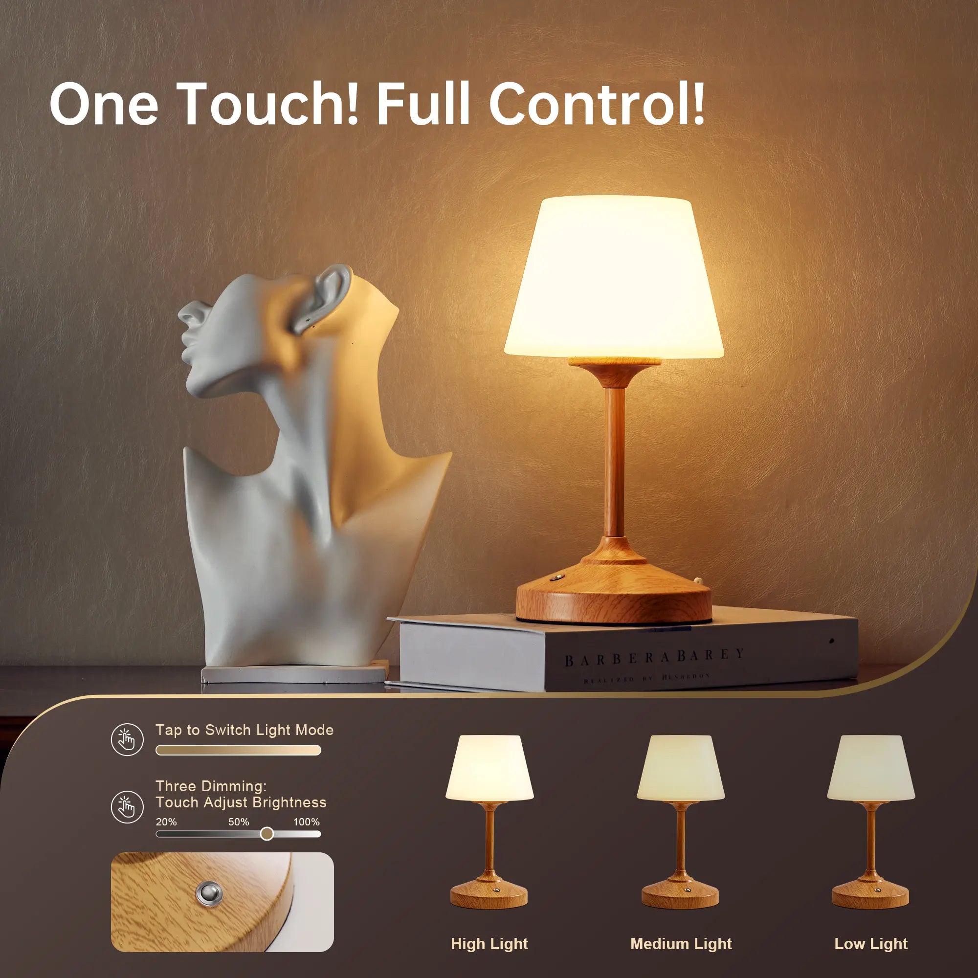 Waterproof Shower Lamp,Cordless Table Lamp,,Rechargeable Battery Operated Lamps, Touch Dimmable Small Outdoor Lamps,4000Mah LED Indoor Nightlight Atmosphere Lighting