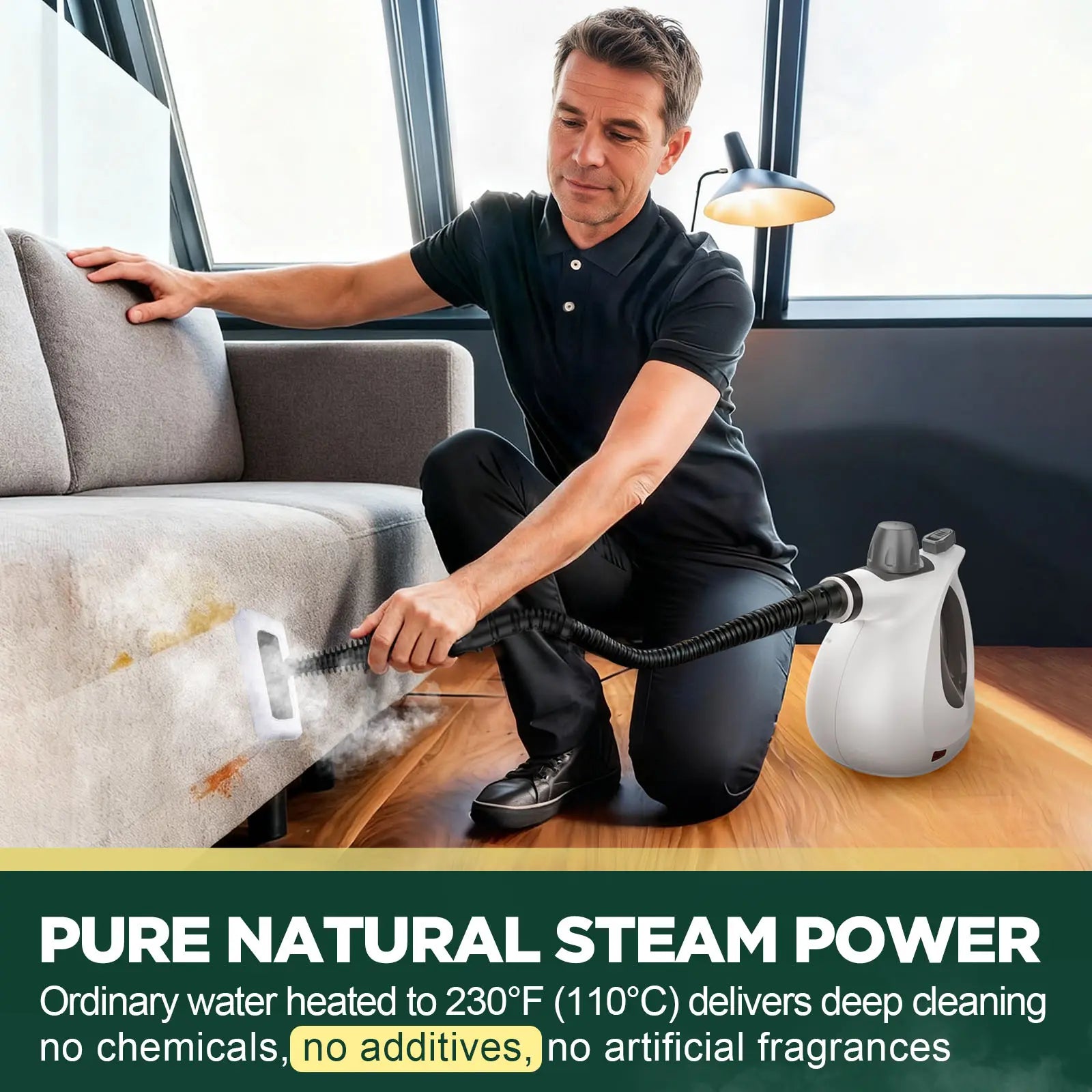 Phueut Pressurized Handheld Natural Steam Cleaner with 12 Replacement Parts - Handheld Steam Cleaning Tool for Home, Kitchen - Ideal Mother'S Day Gift Ideas for Mom, Mothers Day Gift Ideas, Home Accessories,Summerwins Summerwins