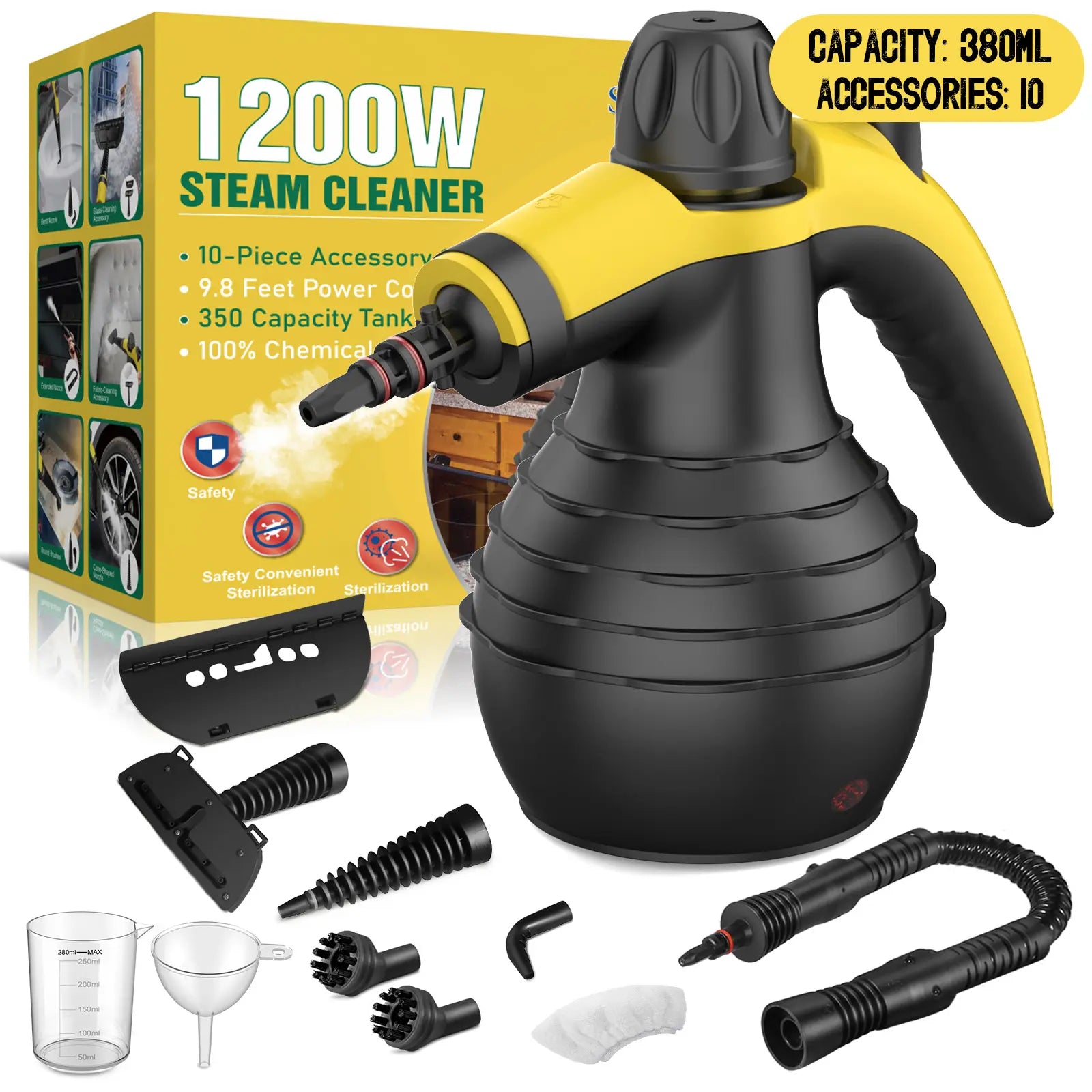 Phueut Pressurized Handheld Natural Steam Cleaner with 12 Replacement Parts - Handheld Steam Cleaning Tool for Home, Kitchen - Ideal Mother'S Day Gift Ideas for Mom, Mothers Day Gift Ideas, Home Accessories,Summerwins Summerwins