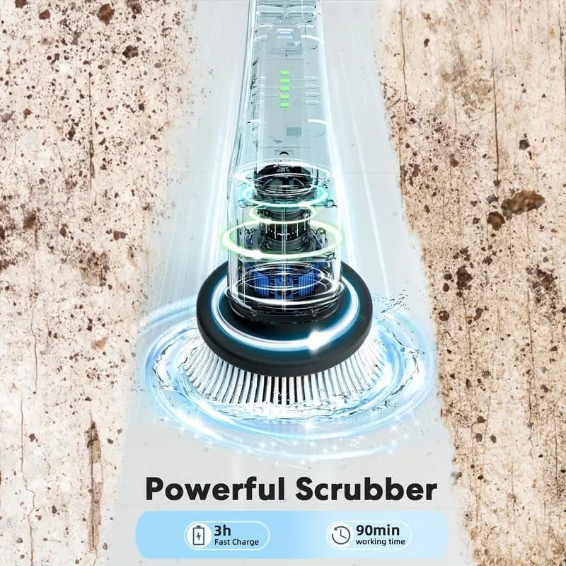 Electric Spin Scrubber,Cordless Cleaning Brush,Shower Cleaning Brush with 8 Replaceable Brush Heads, Power Scrubber 5 Adjustable Speeds for Floor Bathroom Shower Bathtub Glass Car, Gift