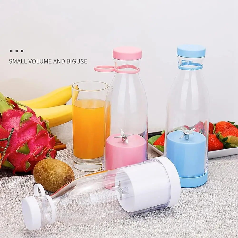 6 Blades 420Ml Portable Juicer Blender USB Charging Wine Bottle Shape Fruit Mixer Mini Electric Juicer Cup for Kitchen Daily Use