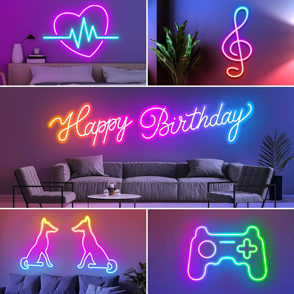 32.8Ft Neon Rope Lights,Flexible Led Rope Lights Control with App/Remote,Multiple Modes Ropelights,Ip65 Outdoor RGB Led Neon Lights Nonwater Resistant,Music Sync Gaming Led Neonlight Strip
