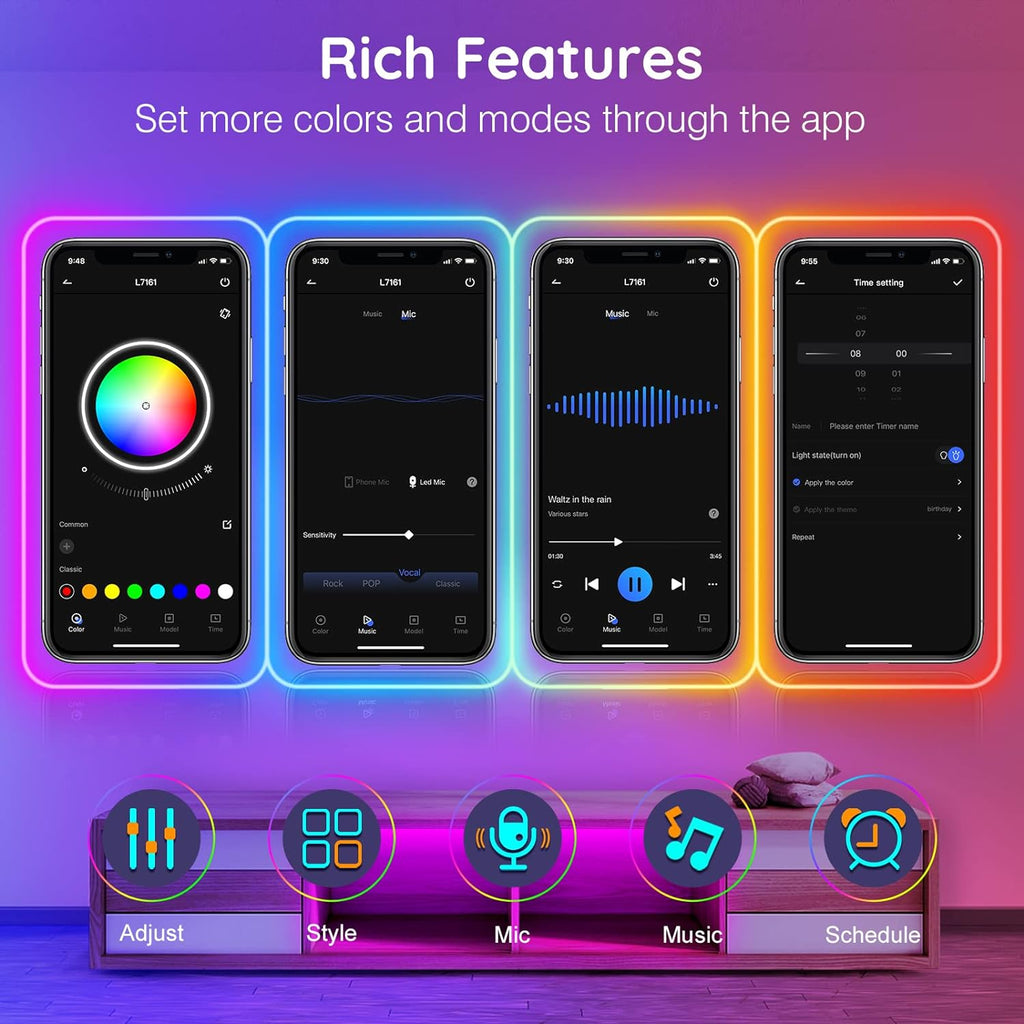 32.8Ft Neon Rope Lights,Flexible Led Rope Lights Control with App/Remote,Multiple Modes Ropelights,Ip65 Outdoor RGB Led Neon Lights Nonwater Resistant,Music Sync Gaming Led Neonlight Strip