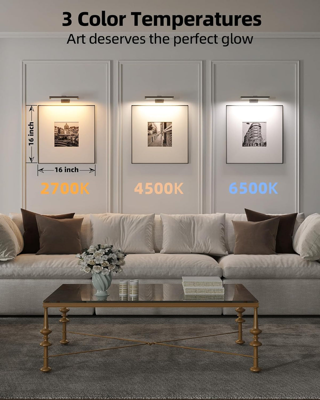 Picture Light for Wall, Rechargeable 2400Mah Battery Lights Wireless with IR Remote, 3 Color & Dimmable Magnetic 7.87'' LED Lights Display for Painting, Living Room, Gallery, Bedroom(Black-2P)