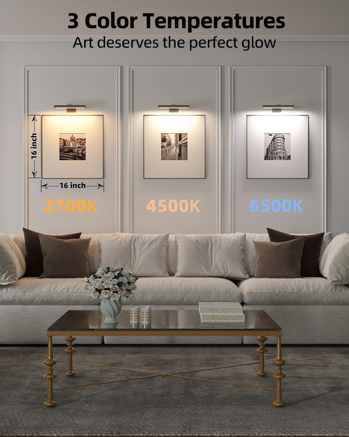 Picture Light for Wall, Rechargeable 2400Mah Battery Lights Wireless with IR Remote, 3 Color & Dimmable Magnetic 7.87'' LED Lights Display for Painting, Living Room, Gallery, Bedroom(Black-2P)