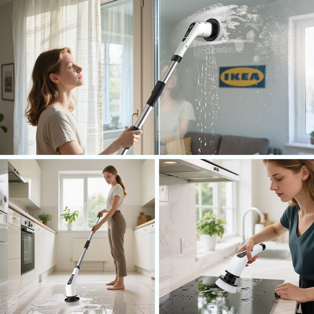 Electric Scrubber Cordless - Power Spin Scrubber for Bathroom, Shower & Tile Cleaning with 9 Brush Heads, Rechargeable - Grout, Floor, Sink Cleaner