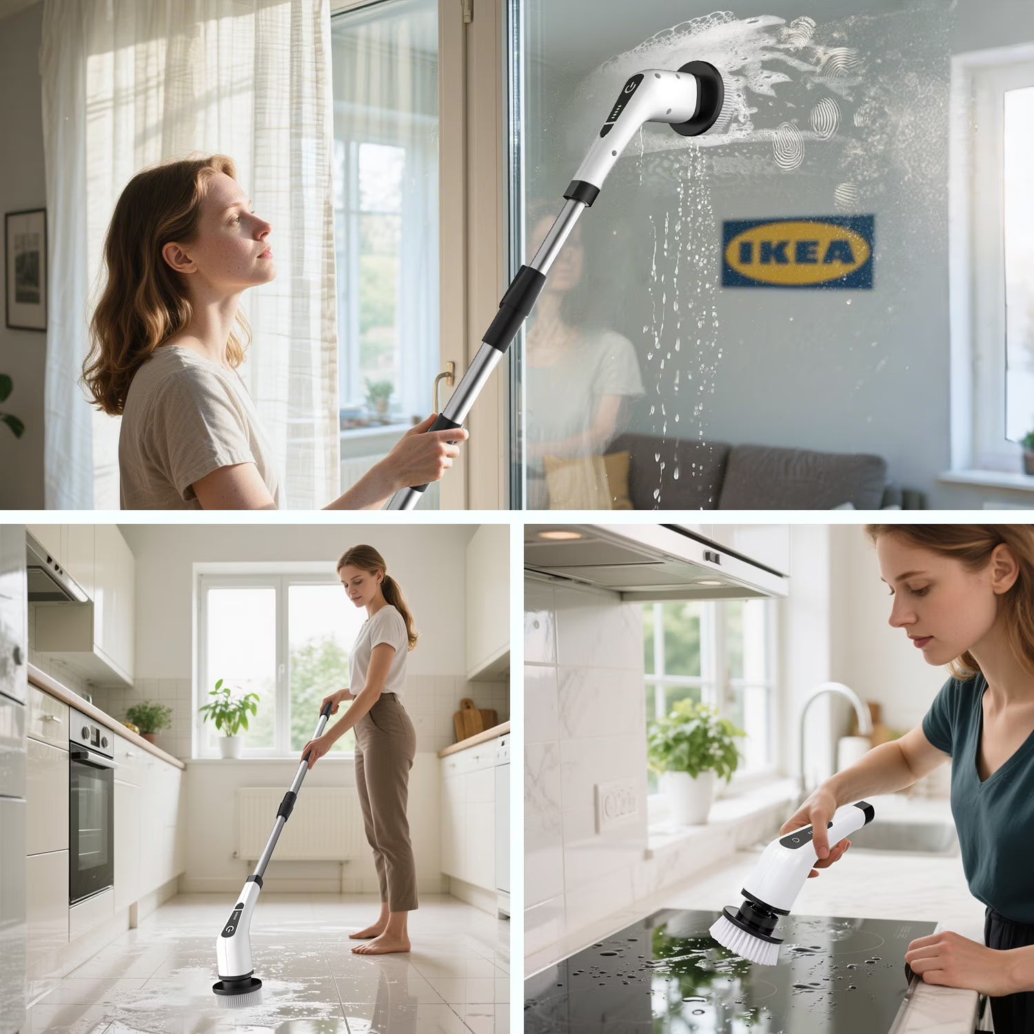 Electric Scrubber Cordless - Power Spin Scrubber for Bathroom, Shower & Tile Cleaning with 9 Brush Heads, Rechargeable - Grout, Floor, Sink Cleaner