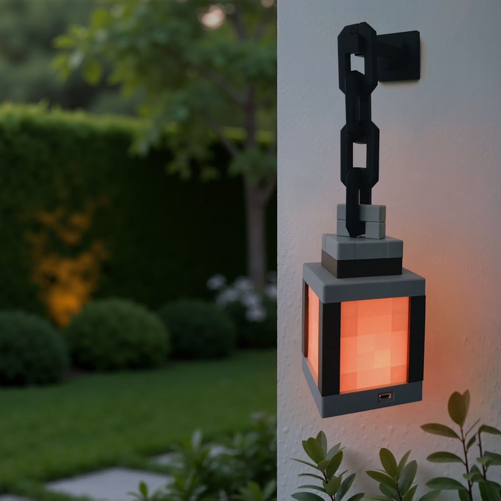 XMMSWDLA 16-Color Pixelated Lantern Night Light - Rechargeable LED Mood Lamp with Touch Switch & Remote Control, Mountable Wall/Table Light for Cosplay, Boys' Room Decor (Includes Chain & Bracket)
