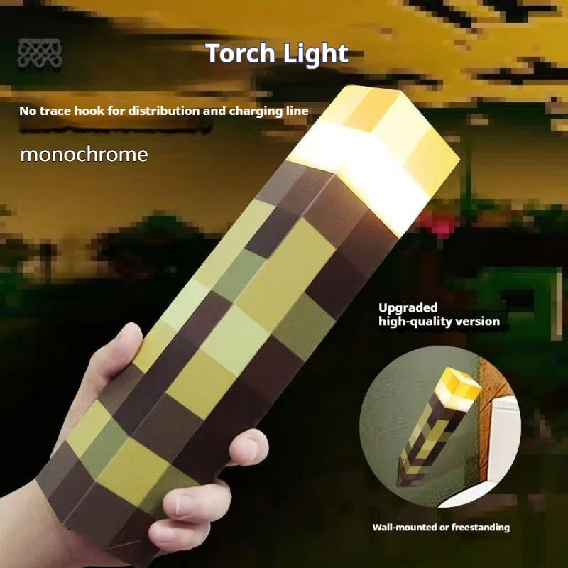 Type-C Rechargeable Mine Brownstone Torch Lamp Gaming Themed Multi-Color LED Night Light Desktop Wall Mount Remote Control Gift