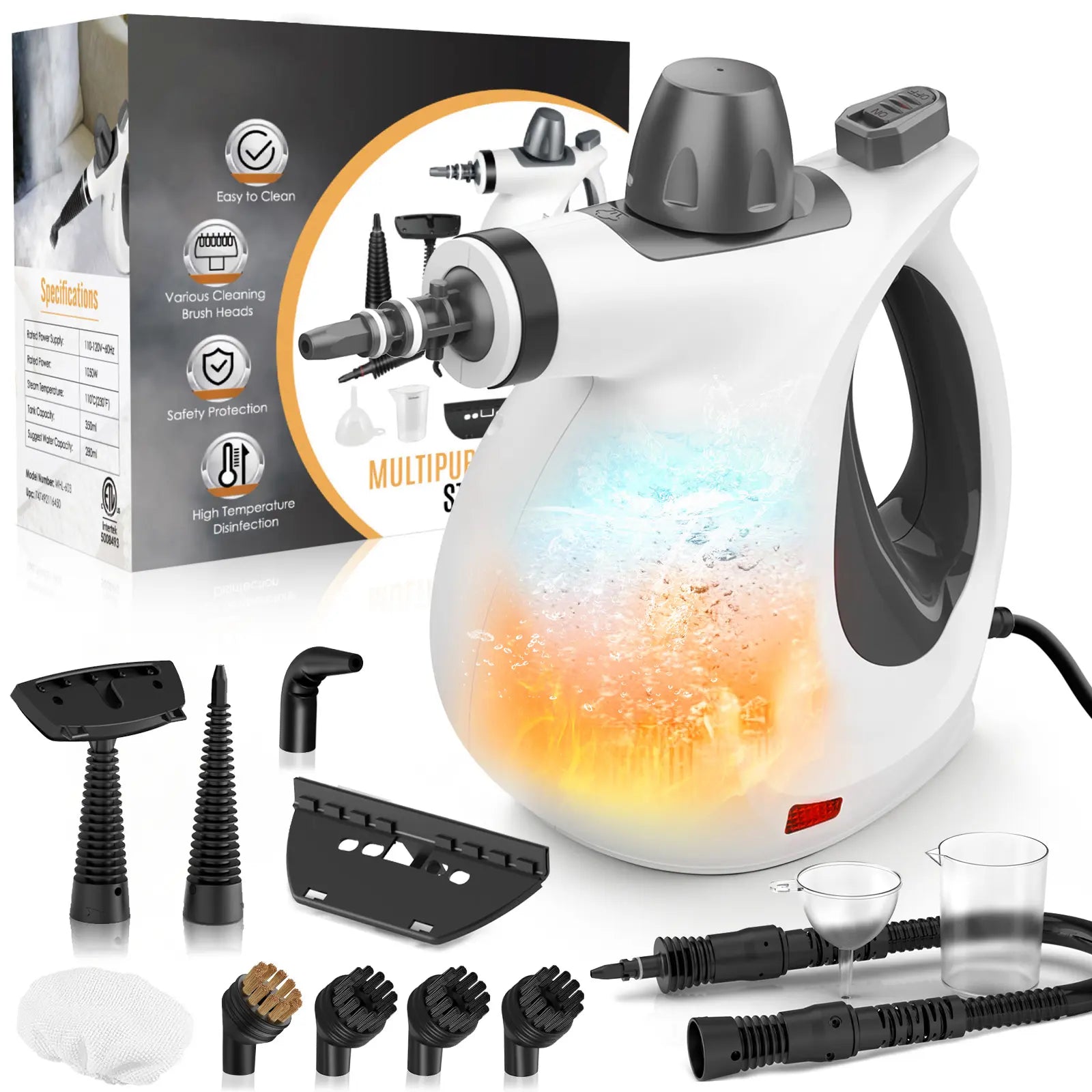 Phueut Pressurized Handheld Natural Steam Cleaner with 12 Replacement Parts - Handheld Steam Cleaning Tool for Home, Kitchen - Ideal Mother'S Day Gift Ideas for Mom, Mothers Day Gift Ideas, Home Accessories,Summerwins Summerwins