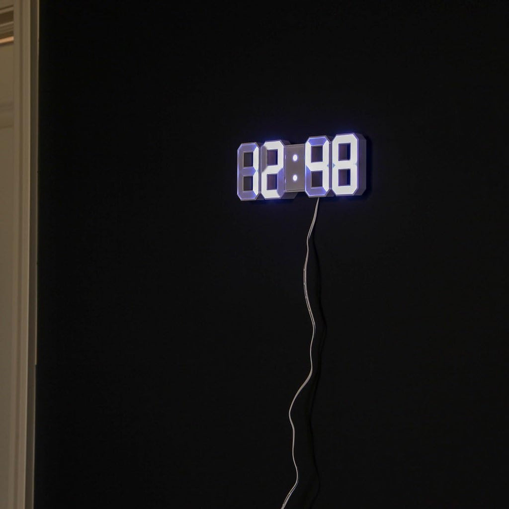Minimalist LED Clock with 3 Adjustable Brightness Levels and AC/DC Power Adapter - Digital LED Desk Clock | Wall Clock | Alarm Clock - White