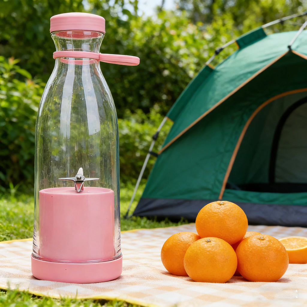 6 Blades 420Ml Portable Juicer Blender USB Charging Wine Bottle Shape Fruit Mixer Mini Electric Juicer Cup for Kitchen Daily Use