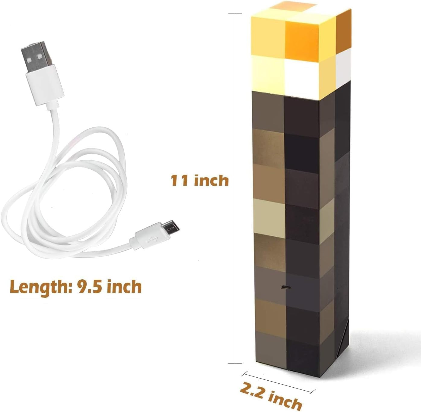 Light-Up Wall Torch - Batteries & USB Pluggable Night Lamp - Hand Held or Wall Mount Lighting Torch （7-Color Night Light）