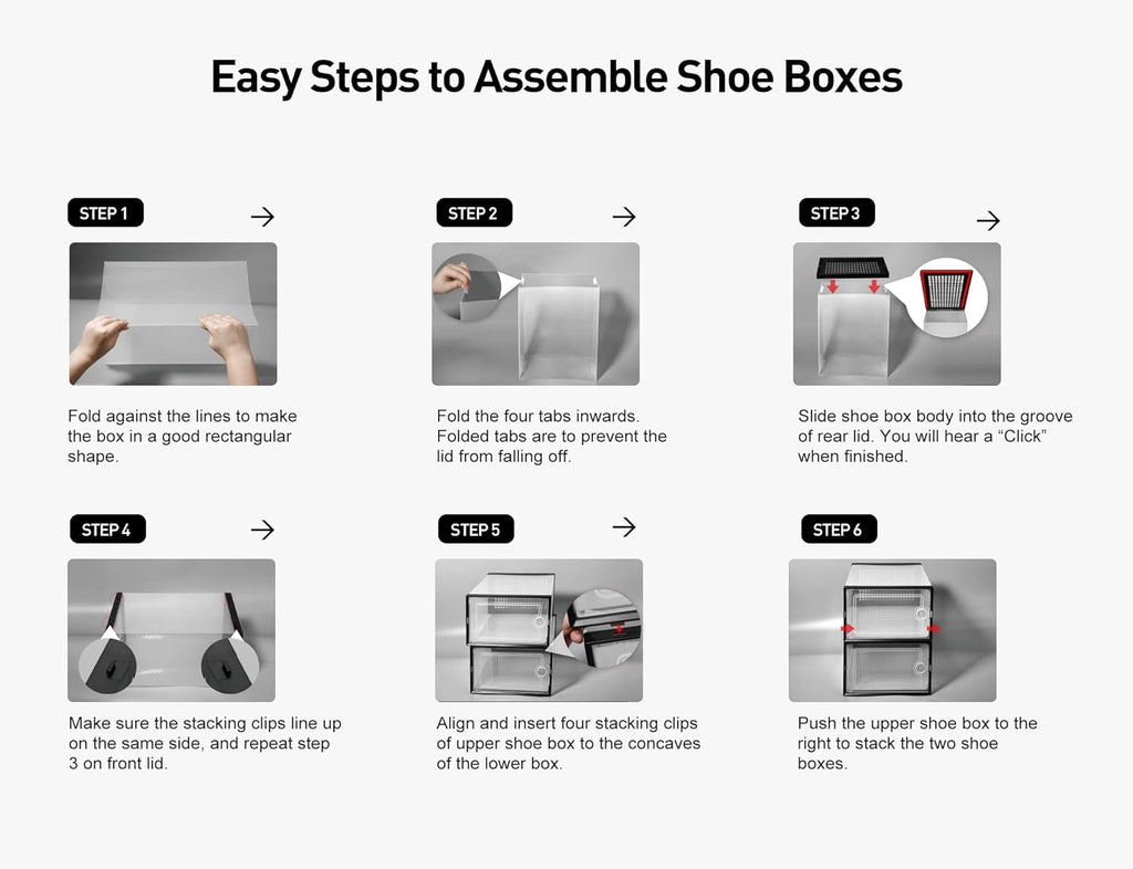 X-Large Shoe Storage Boxes Organizers Clear Plastic Stackable 12 Pack, Shoe Rack & Holder Substitute, Sneaker Containers, Toy Storage Organizer Bins for Entryway, Closet, under Bed, White