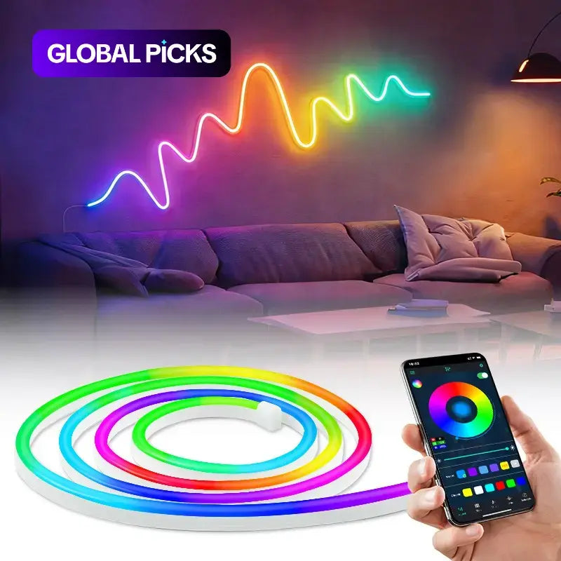 Usb-Powered RGB Color-Changing LED Strip Light with App Control, Ambient Backlight for TV, Computer, Bedroom & Living Room, Decorative Neon Accent Light, Smart LED Lighting, Multi Mode LED, Great Christmas Gift, LED Neon Lights #GLOBAL PICKS