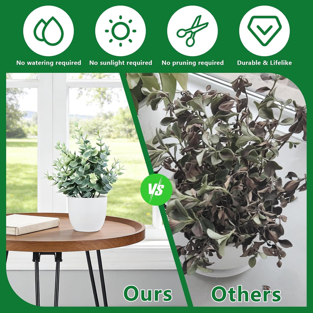 6Pcs Mini Fake Plants Office Decor for Women, Small Artificial Plants Home Spring Decor Living Room, Indoor Small Plant Potted Faux Greenery for Farmhouse Bathroom Decorations