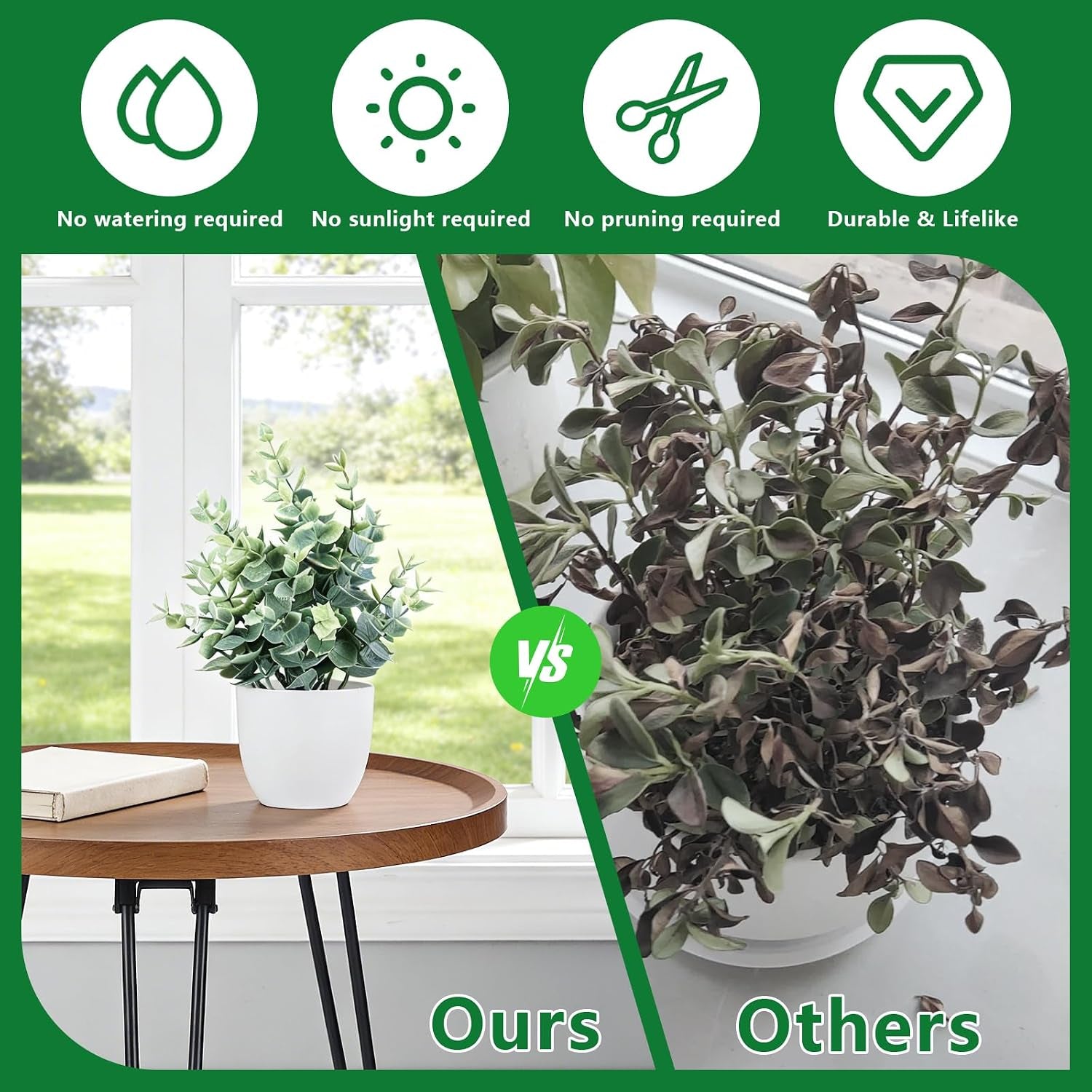 6Pcs Mini Fake Plants Office Decor for Women, Small Artificial Plants Home Spring Decor Living Room, Indoor Small Plant Potted Faux Greenery for Farmhouse Bathroom Decorations