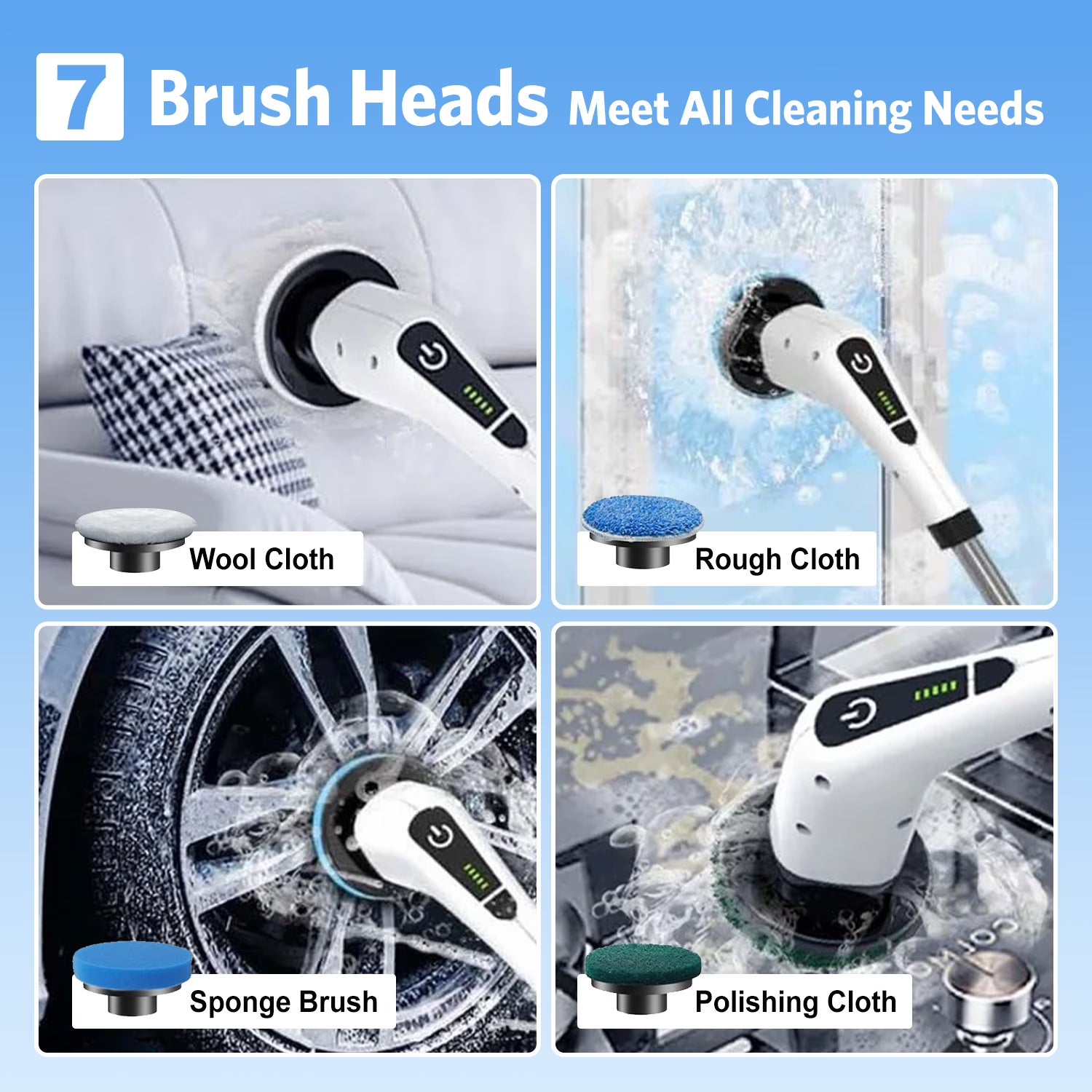 Electric Scrubber Cordless - Power Spin Scrubber for Bathroom, Shower & Tile Cleaning with 9 Brush Heads, Rechargeable - Grout, Floor, Sink Cleaner
