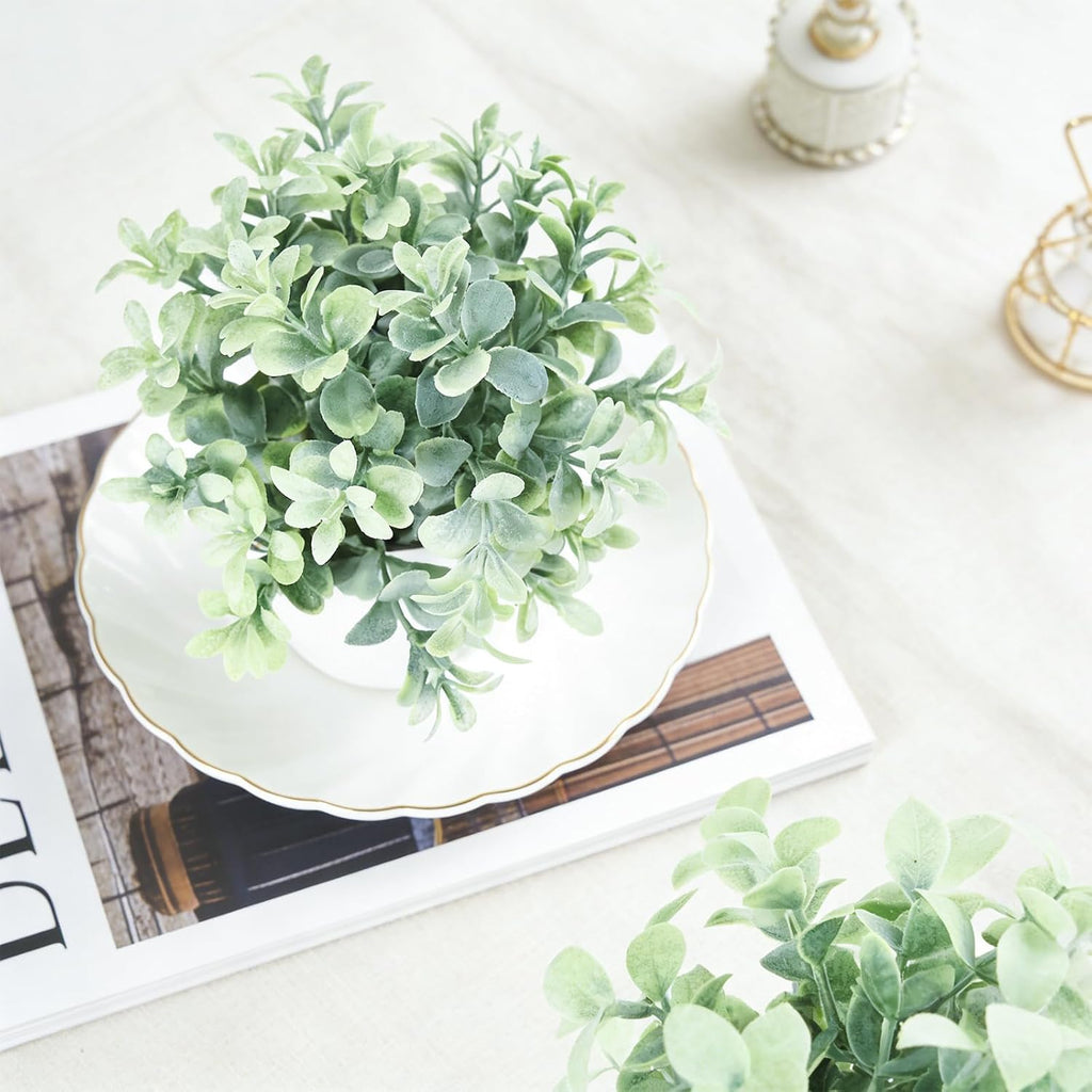 6Pcs Mini Fake Plants Office Decor for Women, Small Artificial Plants Home Spring Decor Living Room, Indoor Small Plant Potted Faux Greenery for Farmhouse Bathroom Decorations