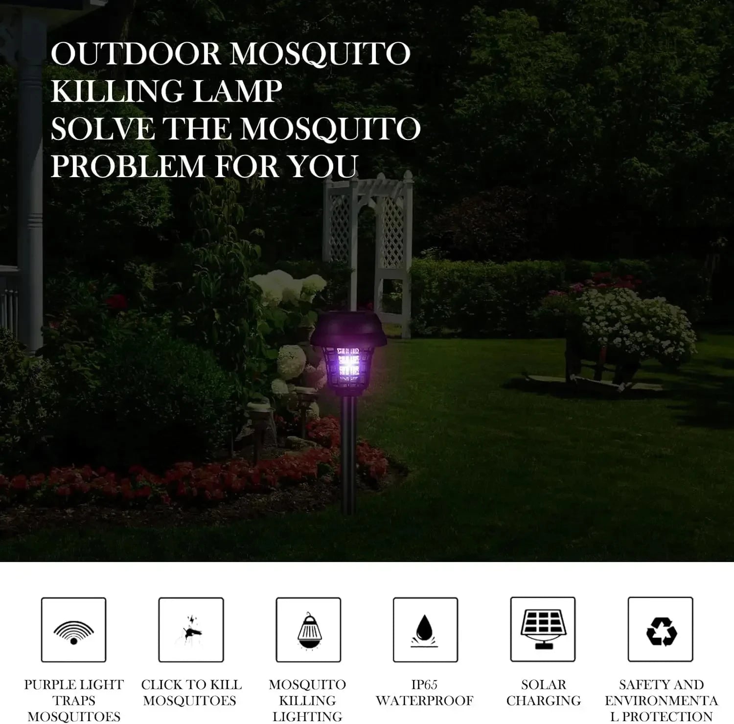 1/2/4Pcs Solar Bug Zapper Waterproof Mosquito Zapper, Lighting Mosquito Repellent Lamp for Indoor Outdoor Use Garden Patio