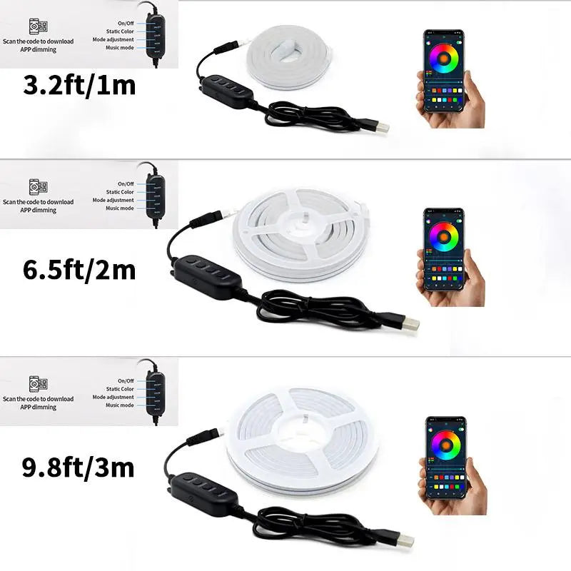 Usb-Powered RGB Color-Changing LED Strip Light with App Control, Ambient Backlight for TV, Computer, Bedroom & Living Room, Decorative Neon Accent Light, Smart LED Lighting, Multi Mode LED, Great Christmas Gift, LED Neon Lights #GLOBAL PICKS