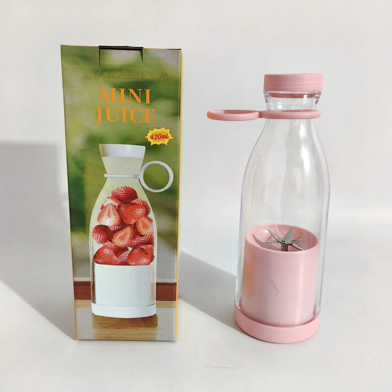 6 Blades 420Ml Portable Juicer Blender USB Charging Wine Bottle Shape Fruit Mixer Mini Electric Juicer Cup for Kitchen Daily Use