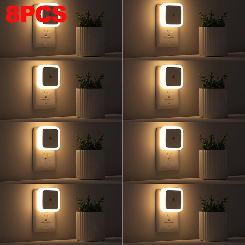 1-8Pcs Night Light,Night Lights Plug into Wall,Nightlight Night Light for Adults,Plug in Night Lights,Bathroom Bedroom Soft Whit