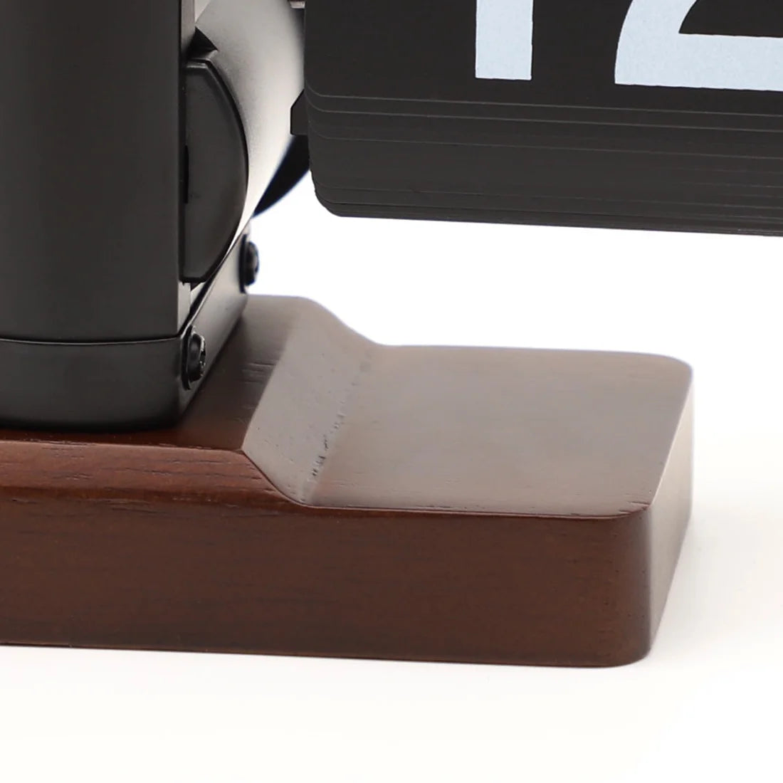 Retro Digital Flip Desk Clock, Vintage & Silent, Walnut Wood Base, Home/Office Decor(No Battery Included)-Black