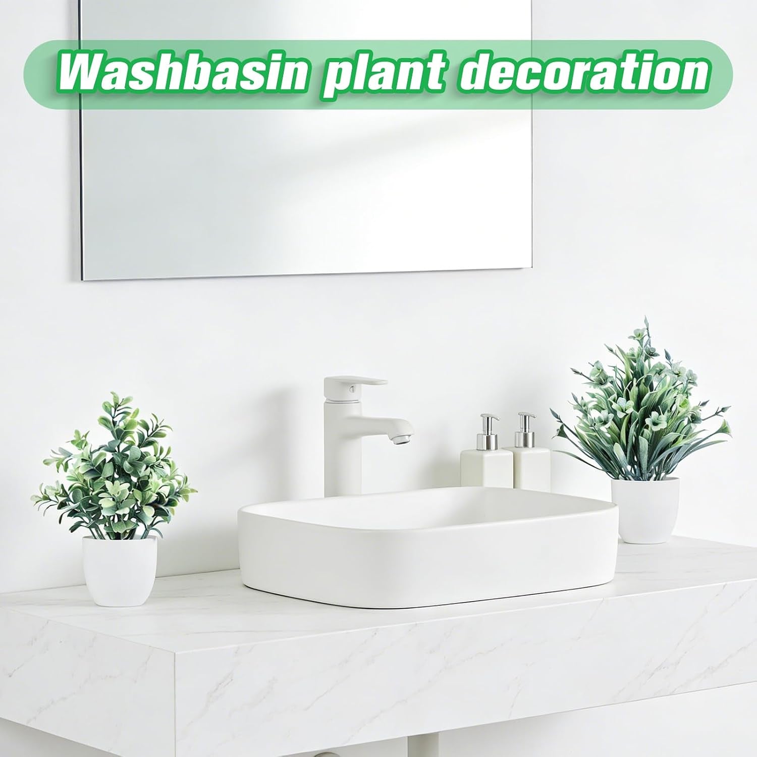 6Pcs Mini Fake Plants Office Decor for Women, Small Artificial Plants Home Spring Decor Living Room, Indoor Small Plant Potted Faux Greenery for Farmhouse Bathroom Decorations