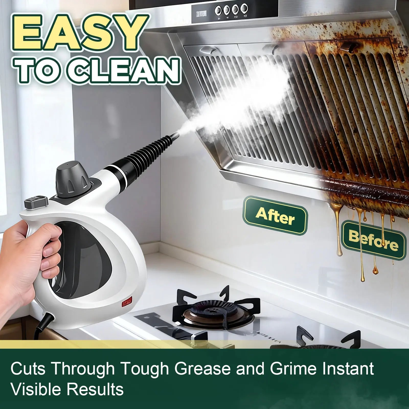 Phueut Pressurized Handheld Natural Steam Cleaner with 12 Replacement Parts - Handheld Steam Cleaning Tool for Home, Kitchen - Ideal Mother'S Day Gift Ideas for Mom, Mothers Day Gift Ideas, Home Accessories,Summerwins Summerwins